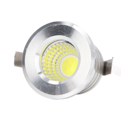 Mini Recessed COB Spotlight Stable Heat Dissipation LED Recessed Ceiling Spotlight 3W Silver Lamp Body AC85‑265V Positive White Light 6000K