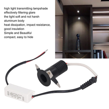 3W LED Recessed Spotlight Mini Under Cabinet Light Downlights with LED Driver for Kitchens Cabinets Ceilings AC85‑265V Warm White 3000K