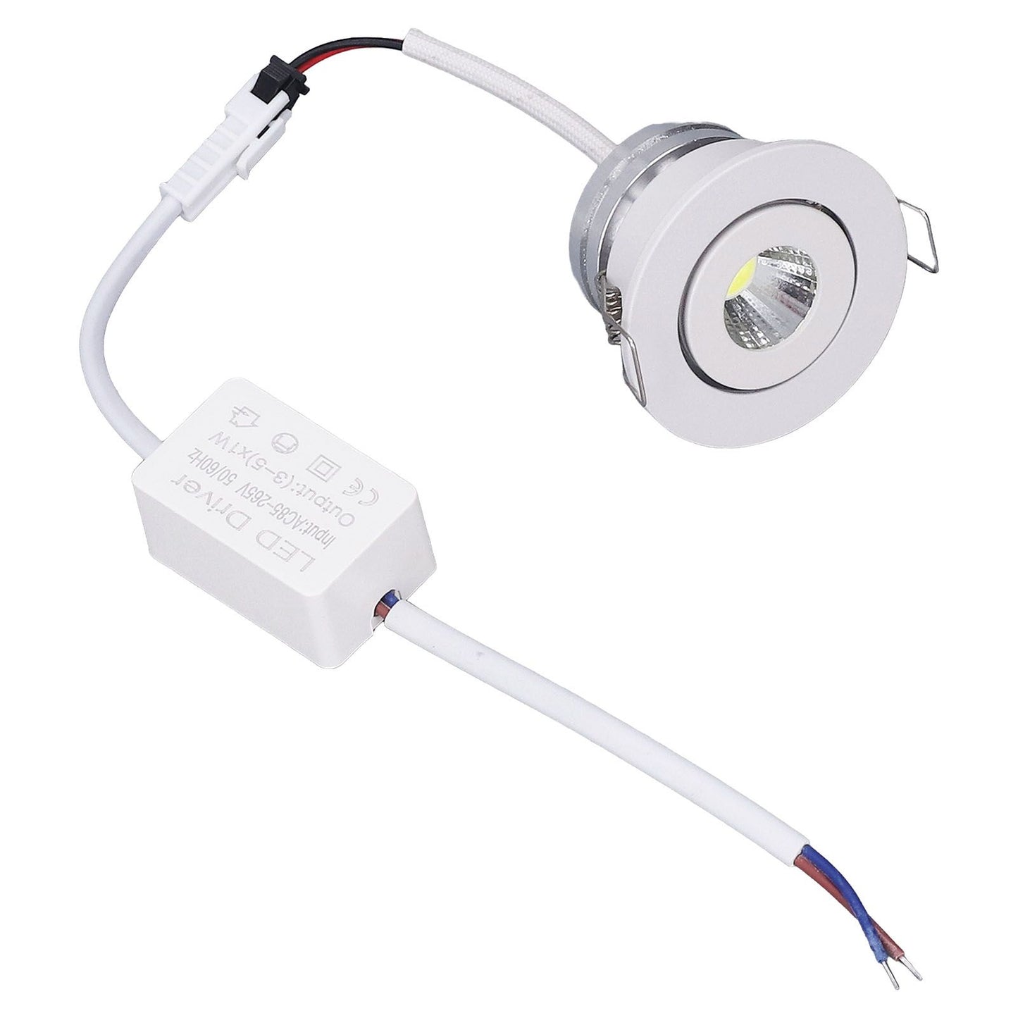LED Recessed Light Mini Adjustable Angle Aluminium Recessed Ceiling Light White 85‑265V Cold White 6000K