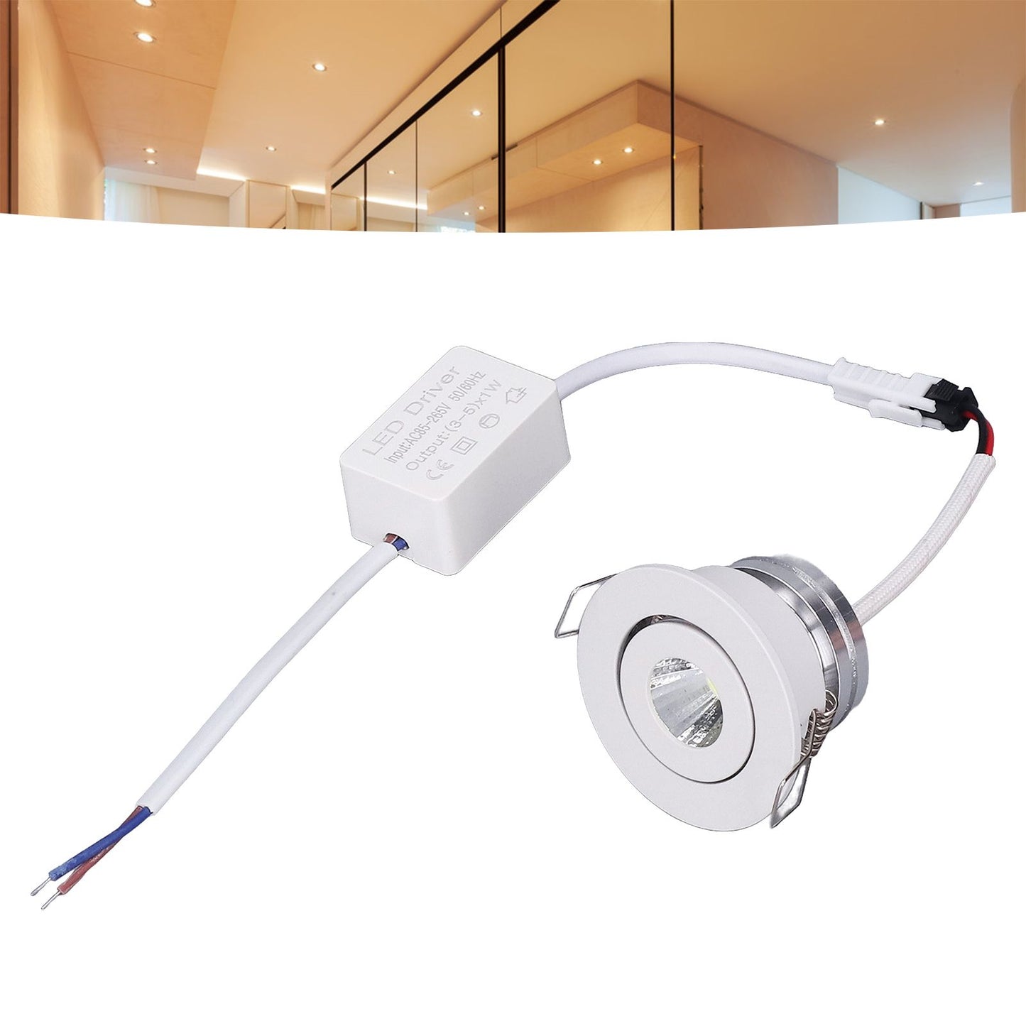 LED Recessed Light Mini Adjustable Angle Aluminium Recessed Ceiling Light White 85‑265V Cold White 6000K