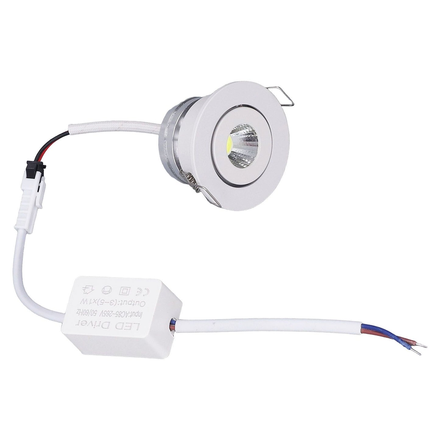LED Recessed Light Mini Adjustable Angle Aluminium Recessed Ceiling Light White 85‑265V Warm White 3000K