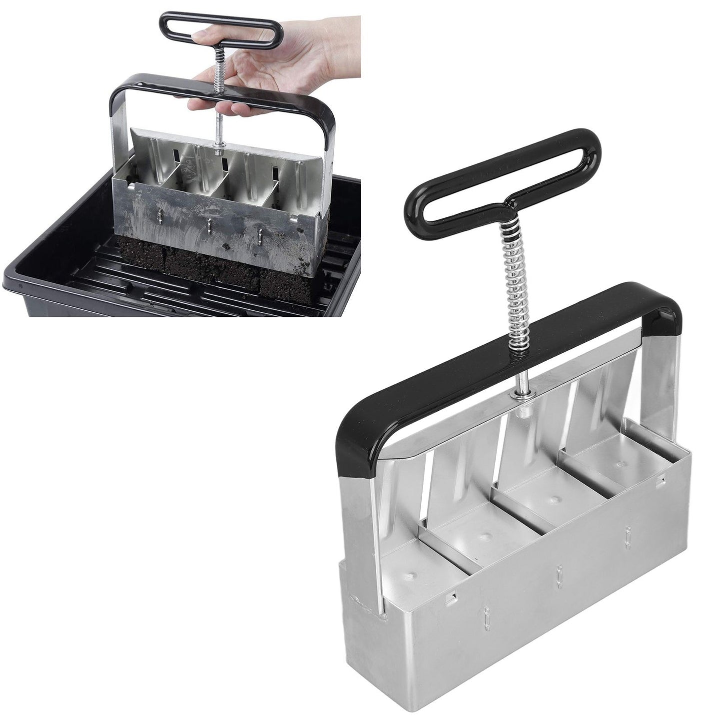 Soil Blocker Manual Quad Soil Block Maker Handheld Soil Block Mold With Comfort Grip Handle For Seedings Cuttings
