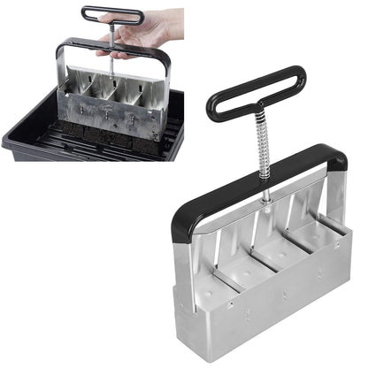 Soil Blocker Manual Quad Soil Block Maker Handheld Soil Block Mold With Comfort Grip Handle For Seedings Cuttings