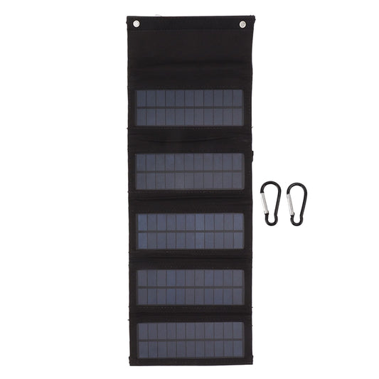 50W Portable Solar Panel Bag Monocrystalline Silicon 5 Folding Solar Panel Case for Outdoor Emergency Black