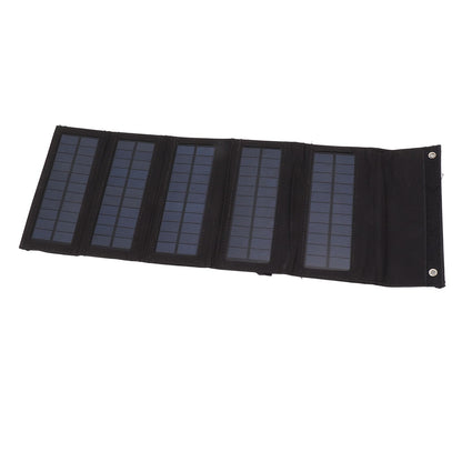 50W Portable Solar Panel Bag Monocrystalline Silicon 5 Folding Solar Panel Case for Outdoor Emergency Black