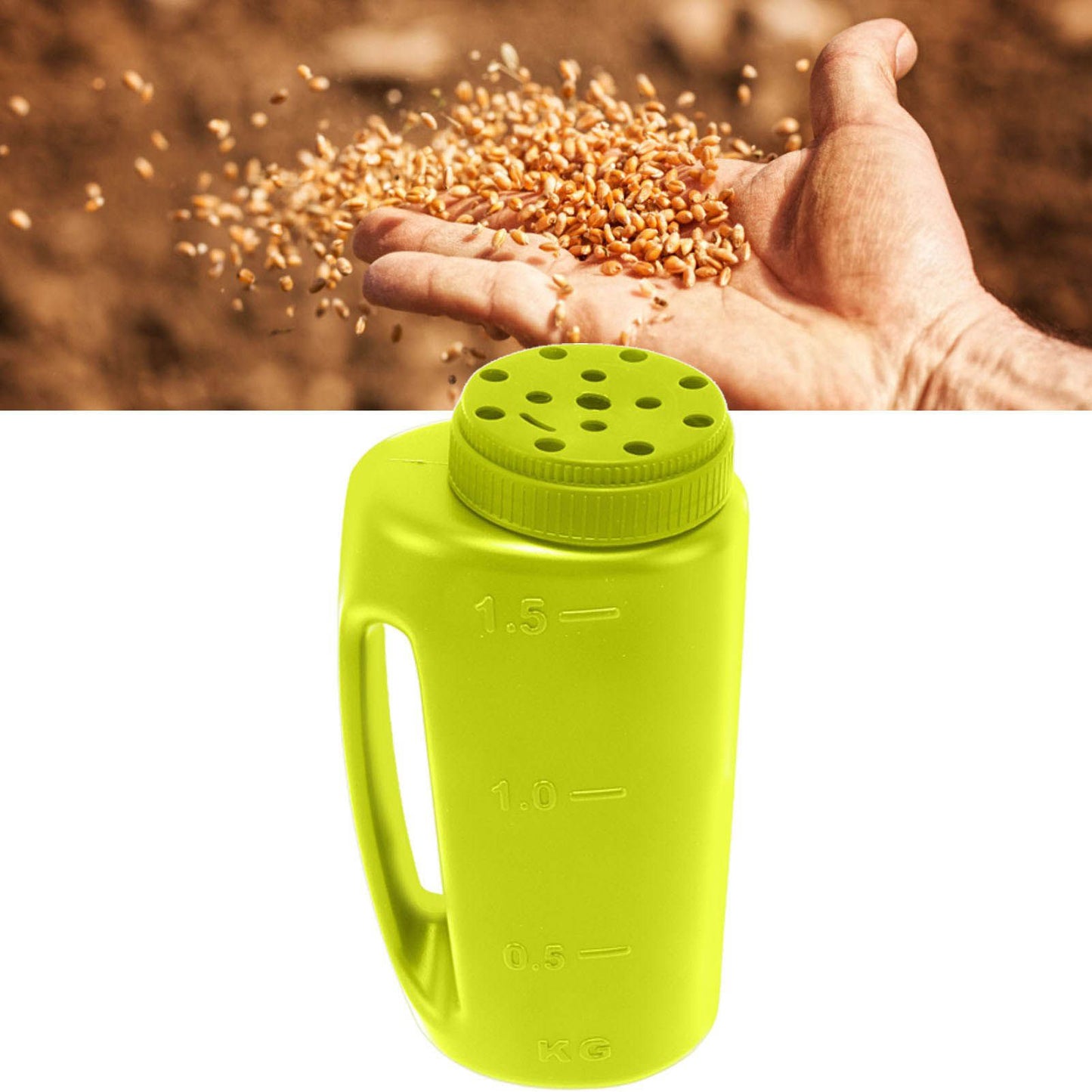 Handheld Fertilizer Spreader Hand Held Grass Seed Spreader Crop Spreading Salt Sowing Pot Green