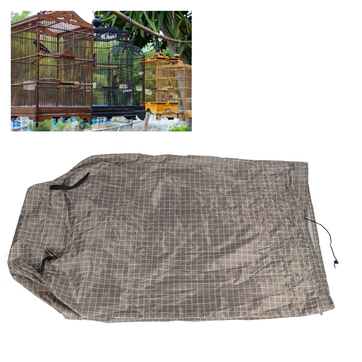 Bird Cage Cover Waterproof Windproof Breathable Birdcage Cover with Mesh Window Seed Catcher for Parrots Parakeets