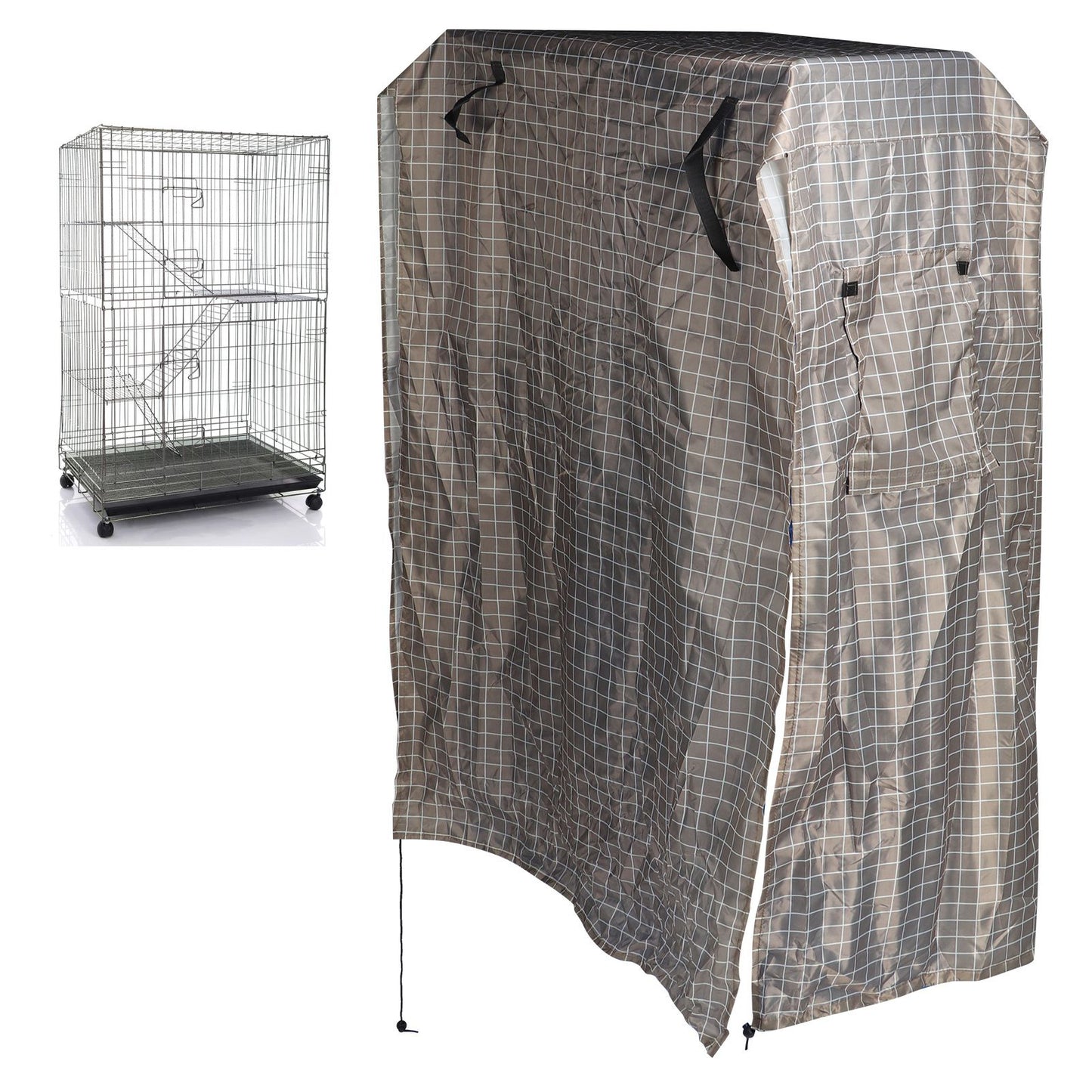 Bird Cage Cover Waterproof Windproof Breathable Birdcage Cover with Mesh Window Seed Catcher for Parrots Parakeets