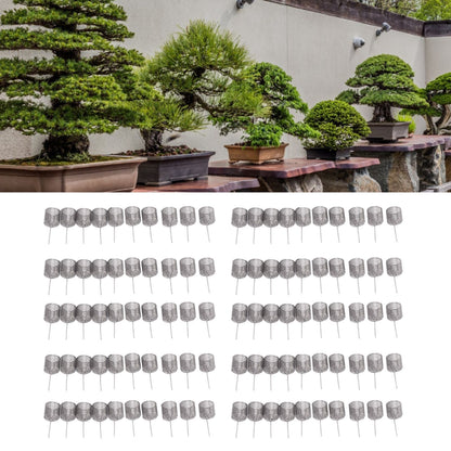 100PCS Fertilizer Mesh Basket Column Shape Stainless Steel Nutrition Box Tools for Garden Nursery Small