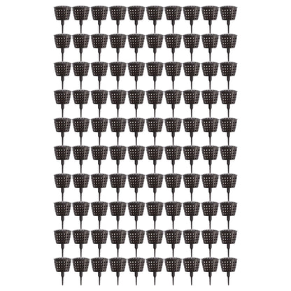100PCS Plastic Fertilizer Mesh Basket with Lid Planting Fertilizer Net Pot for Succulent Orchid Bonsai Large Size with Lid