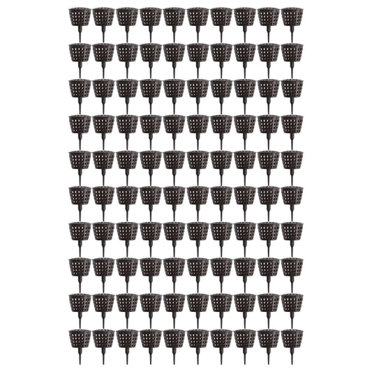 100PCS Plastic Fertilizer Mesh Basket with Lid Planting Fertilizer Net Pot for Succulent Orchid Bonsai Large Size with Lid