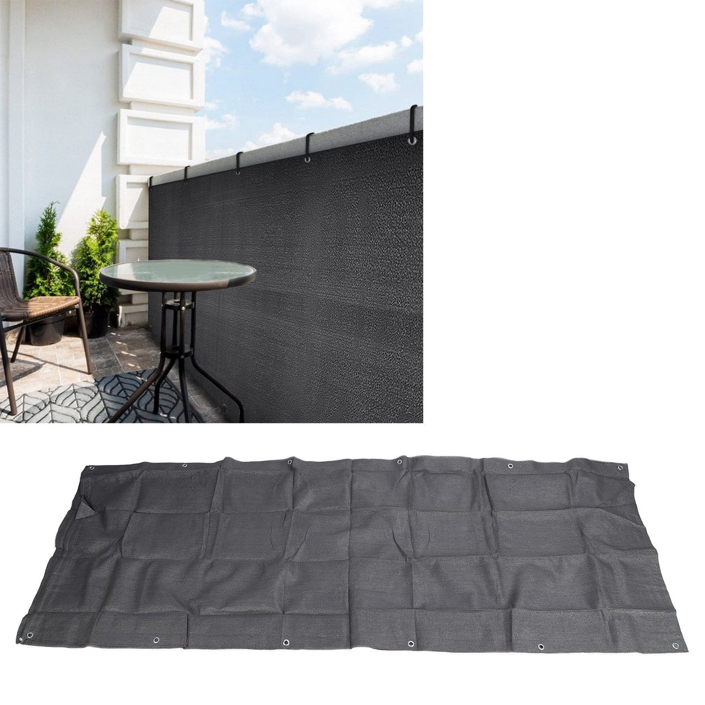 Balcony Privacy Screen Fence Cover HDPE UV Protection Privacy Screen Fence for Deck Patio Backyard Outdoor Pool Dark Gray