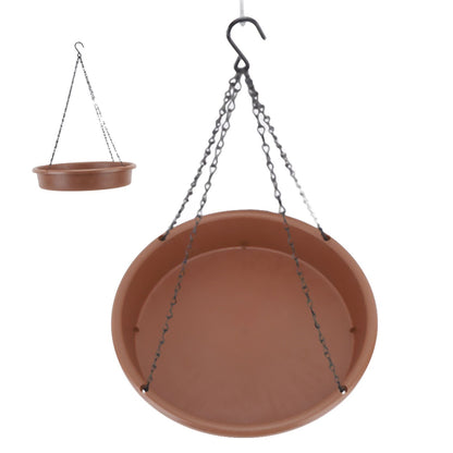 Bird Bath Hanging Bird Feeder Round Plastic Hanging Bird Feeder Tray Outdoor Bird Bath Tray Brown