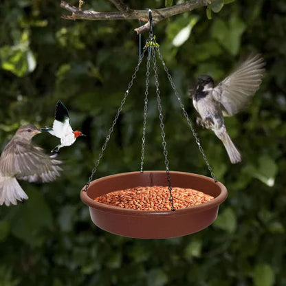 Bird Bath Hanging Bird Feeder Round Plastic Hanging Bird Feeder Tray Outdoor Bird Bath Tray Brown