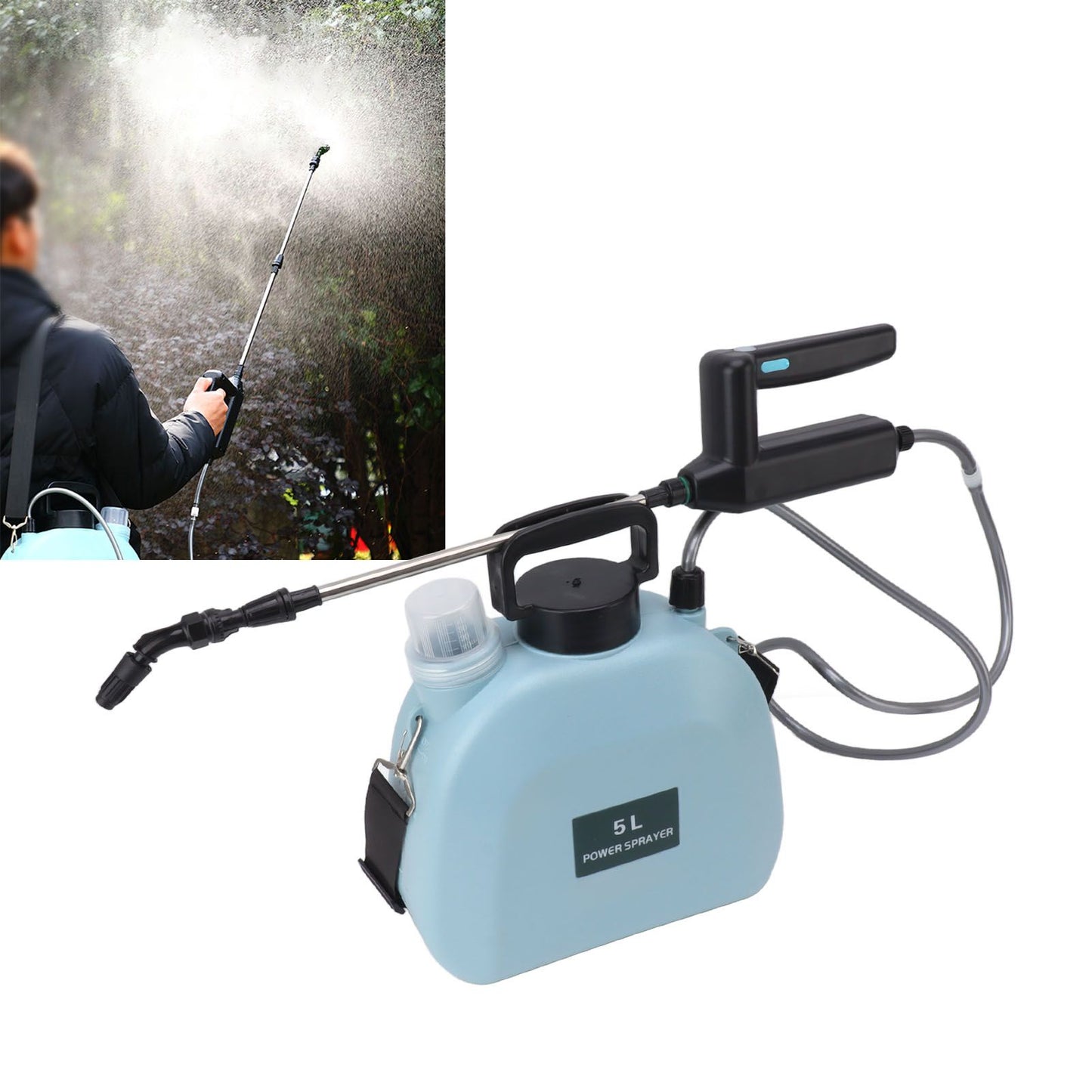 Electric Sprayer Battery Powered Widen Slip Resistant Handle Backpack Weed Sprayer for Plants Flowers Agricultural 5L Blue