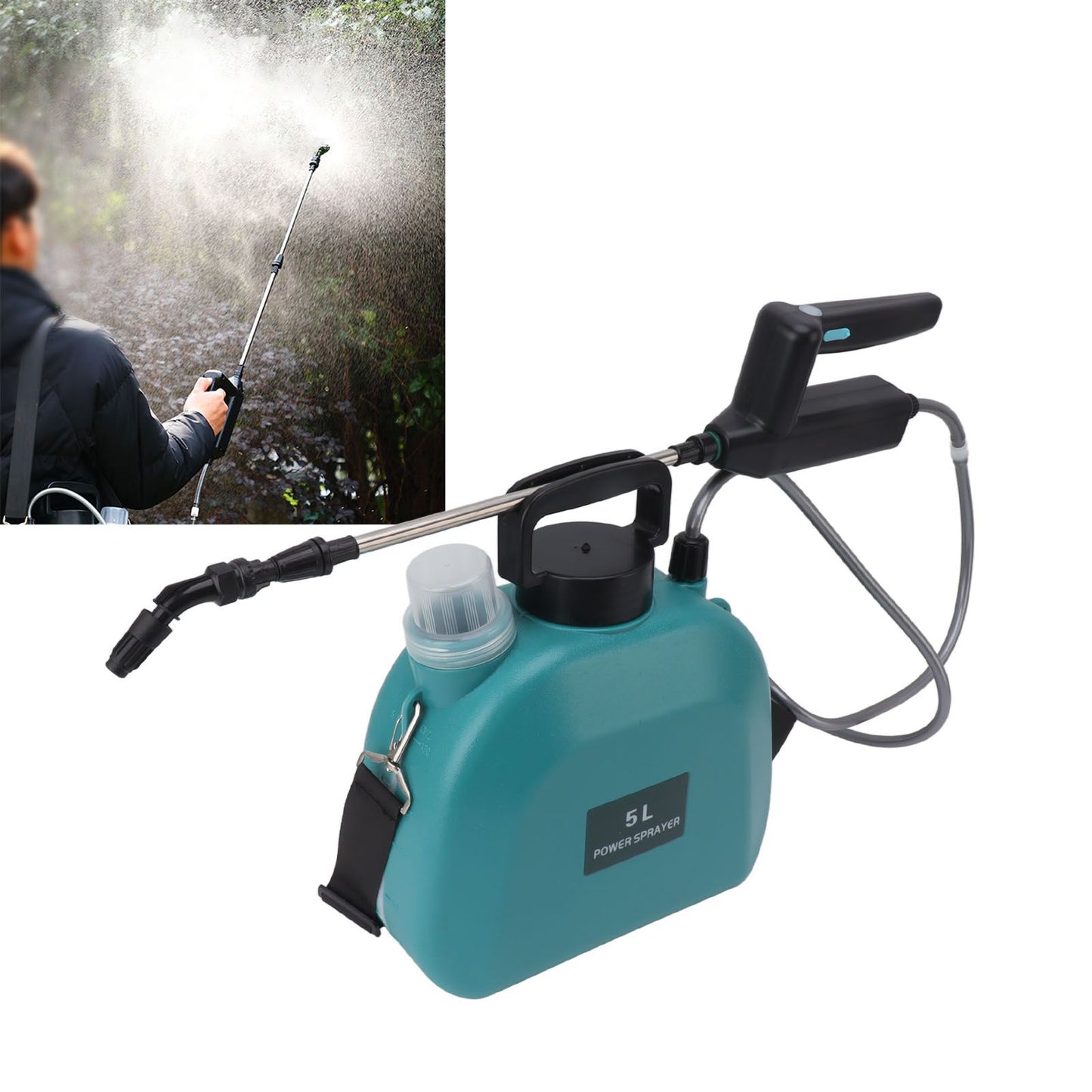 Electric Sprayer Battery Powered Widen Slip Resistant Handle Backpack Weed Sprayer for Plants Flowers Agricultural 5L Green