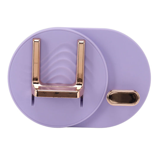 Hair Dryer Shelf Wall Mounted Space Saving Punching Free Cable Storage Blow Dryer Holder for Bathroom Purple
