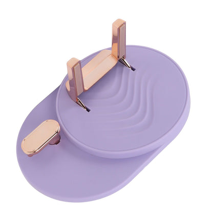 Hair Dryer Shelf Wall Mounted Space Saving Punching Free Cable Storage Blow Dryer Holder for Bathroom Purple