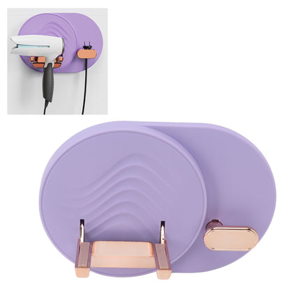 Hair Dryer Shelf Wall Mounted Space Saving Punching Free Cable Storage Blow Dryer Holder for Bathroom Purple