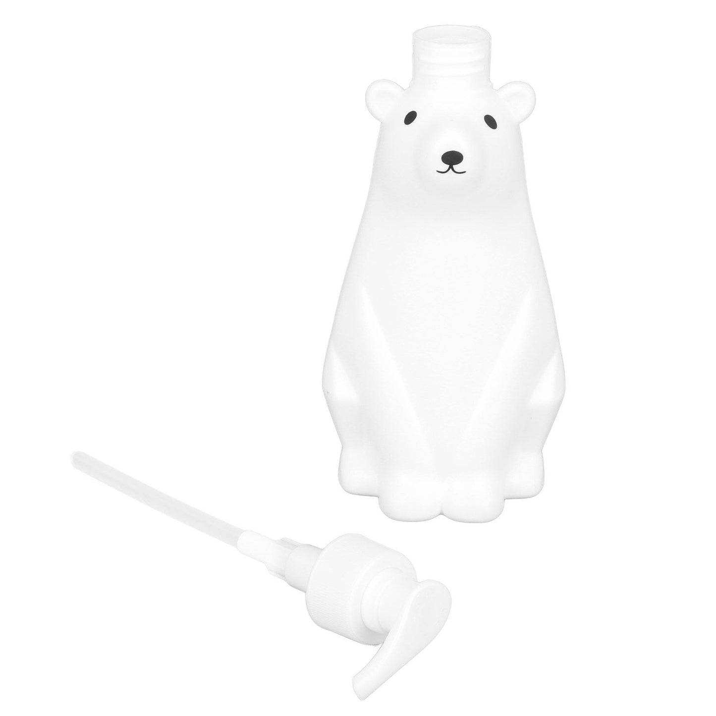 Shampoo Dispenser White Bear Style Pump Type Durable PP PE Widely Used Shower Bottles for Bathroom Washroom Toilet M(11.6x3.0in)