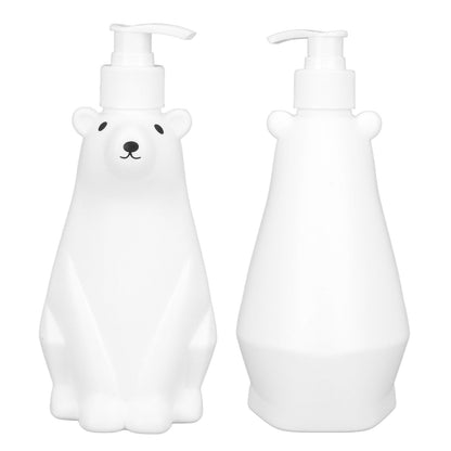 Shampoo Dispenser White Bear Style Pump Type Durable PP PE Widely Used Shower Bottles for Bathroom Washroom Toilet M(11.6x3.0in)