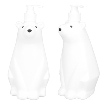 Shampoo Dispenser White Bear Style Pump Type Durable PP PE Widely Used Shower Bottles for Bathroom Washroom Toilet L(9.2x11.6in)