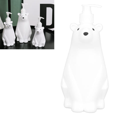 Shampoo Dispenser White Bear Style Pump Type Durable PP PE Widely Used Shower Bottles for Bathroom Washroom Toilet L(9.2x11.6in)