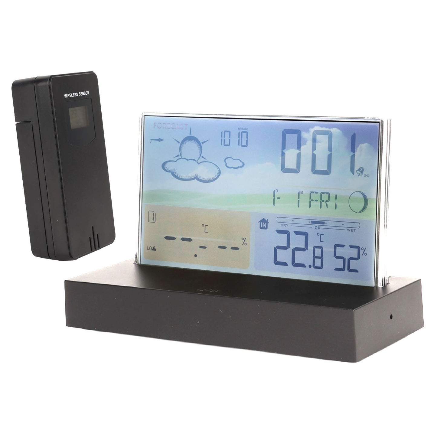 Weather Clock Transparent ABS Wireless Multifunctional Temperature Alarm Clock with Color Screen