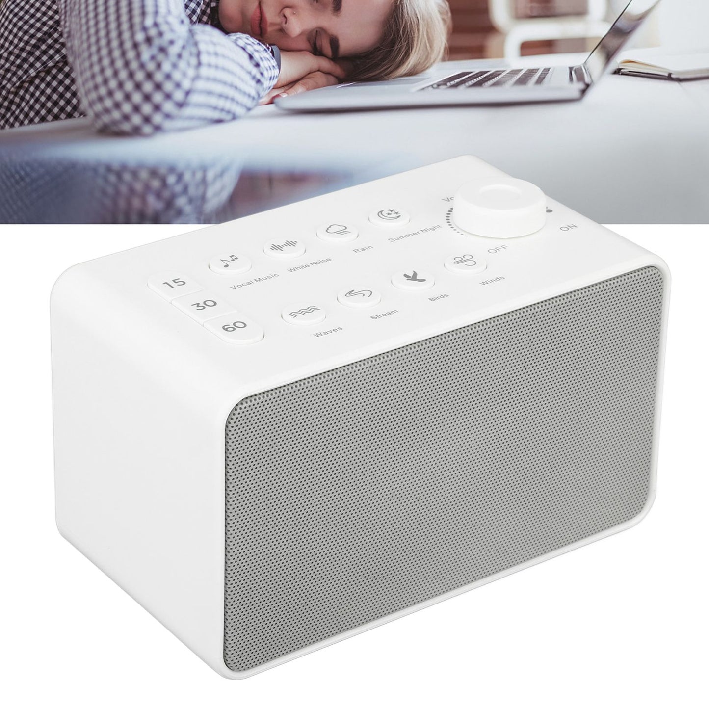 S16 White Noise Machine USB Rechargeable Portable Sound Machine with 8 Natural Sounds for Baby Adults Kids Sleeping