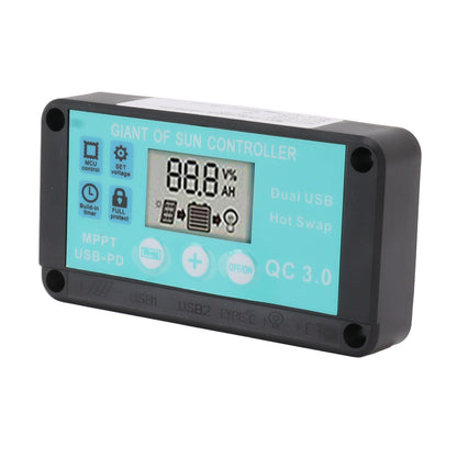 Solar Charge Controller Dual USB Output Fast Charging Solar Panel Regulator 12V/24V for Household Industry 10A
