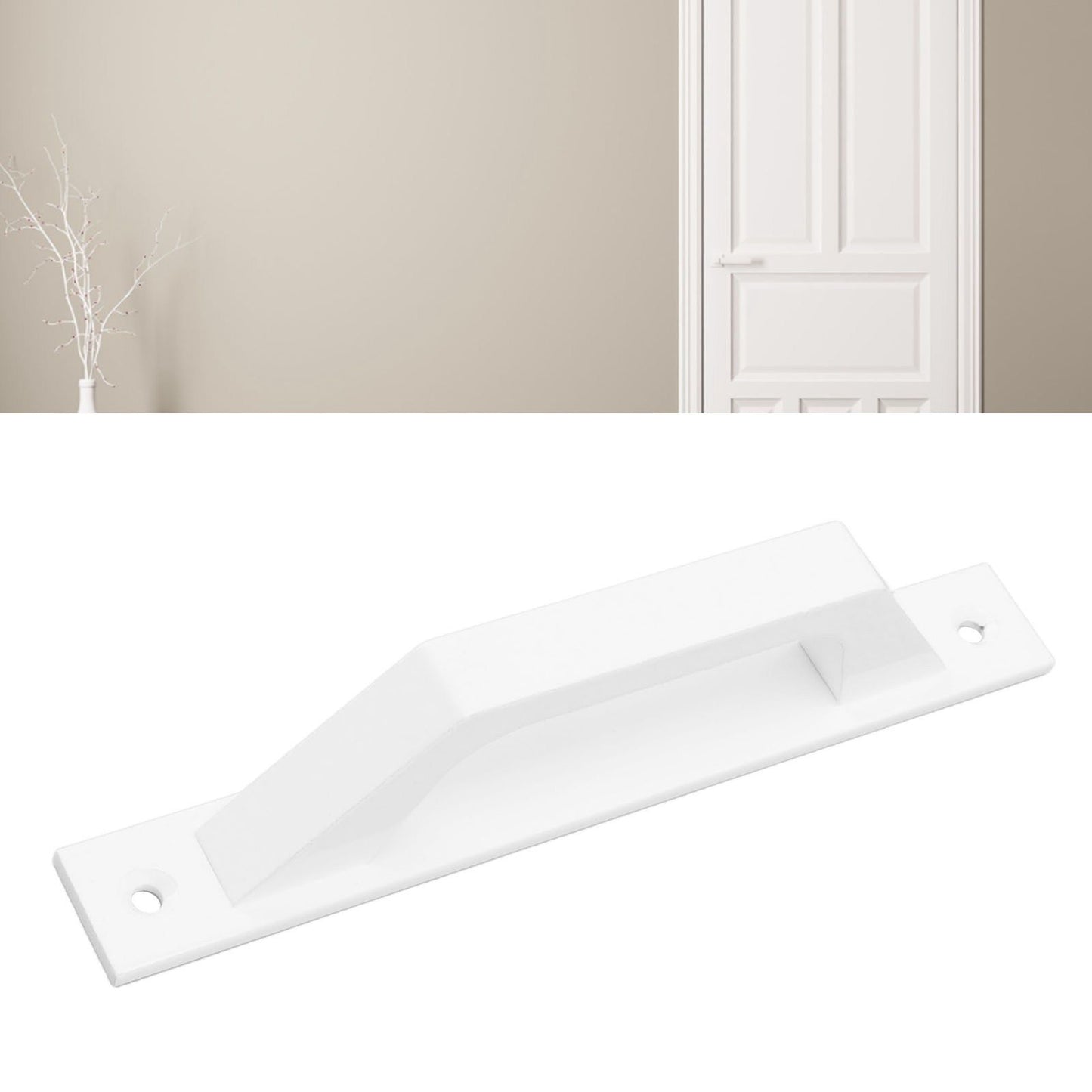 Sliding Door Handle Metal Electroplating Cabinet Barn Door Pull Handle with Mounting Screws White