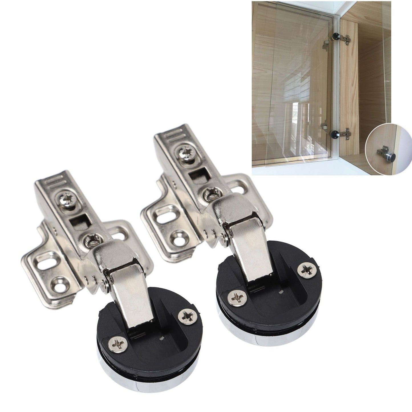 2Set Stainless Steel 201 Cabinet Glass Door Hinge 35 Cup Glass Door Damping Buffer Hinge Large Bend Insert