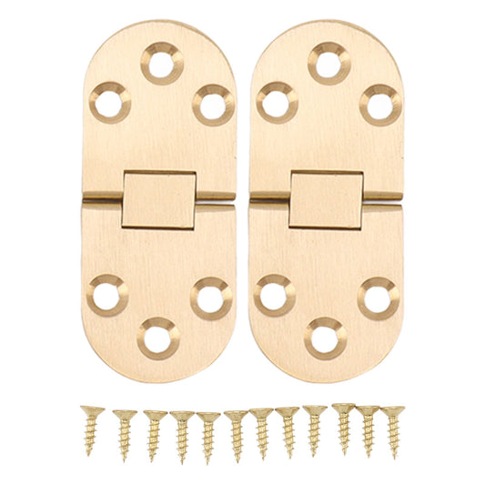 2 Sets Folding Flip Top Hinge Rustproof Round Edge 180 Degree Brass Flap Hinge with Screws for Folding Table Sewing Machine 2.5mm/0.10in