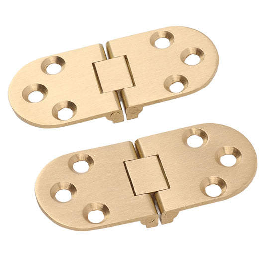 2 Sets Folding Flip Top Hinge Rustproof Round Edge 180 Degree Brass Flap Hinge with Screws for Folding Table Sewing Machine 2.5mm/0.10in