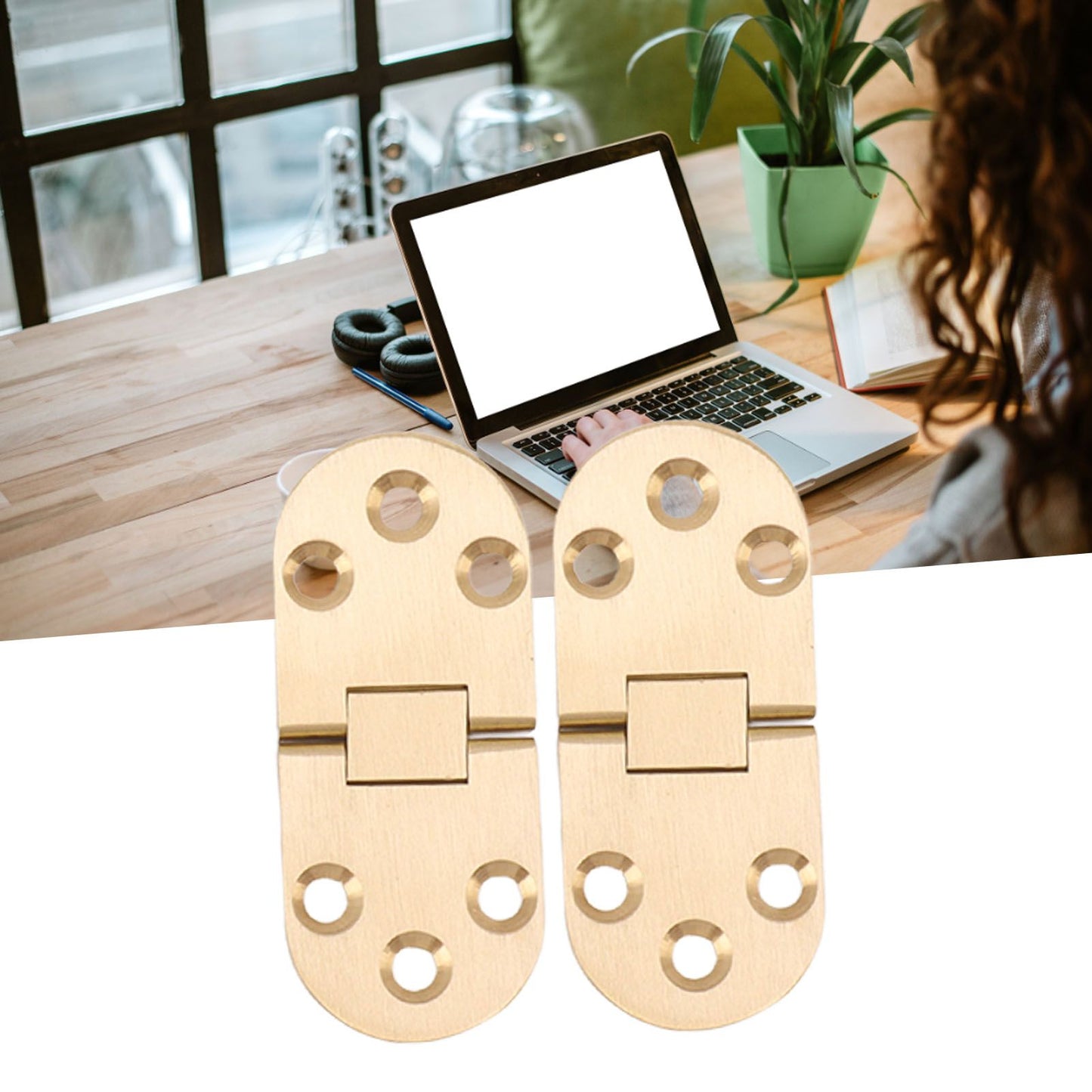 2 Sets Folding Flip Top Hinge Rustproof Round Edge 180 Degree Brass Flap Hinge with Screws for Folding Table Sewing Machine 2.5mm/0.10in