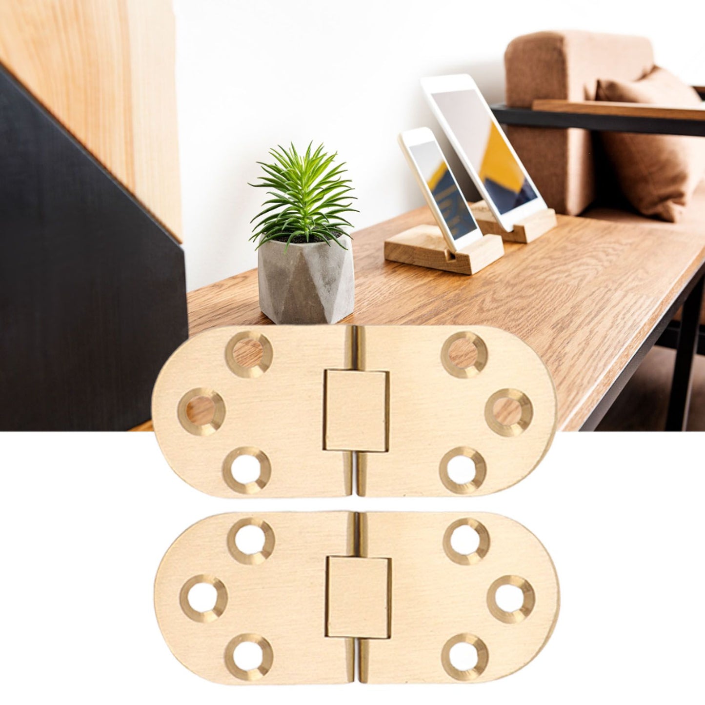 2 Sets Folding Flip Top Hinge Rustproof Round Edge 180 Degree Brass Flap Hinge with Screws for Folding Table Sewing Machine 2.5mm/0.10in