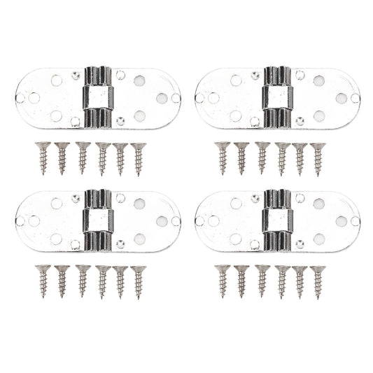 4 Sets 180 Degree Flap Hinge 0.09in Thickness Metal Folding Flip Top Hinge for Folding Table Sewing Machine Bright Chrome