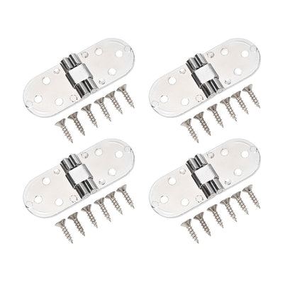 4 Sets 180 Degree Flap Hinge 0.09in Thickness Metal Folding Flip Top Hinge for Folding Table Sewing Machine Bright Chrome