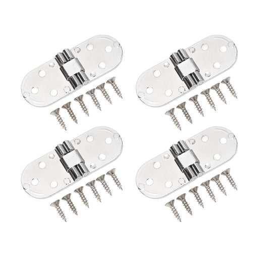 4 Sets 180 Degree Flap Hinge 0.09in Thickness Metal Folding Flip Top Hinge for Folding Table Sewing Machine Bright Chrome