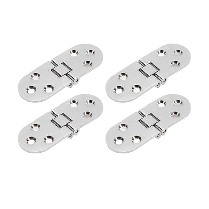 4 Sets 180 Degree Flap Hinge 0.09in Thickness Metal Folding Flip Top Hinge for Folding Table Sewing Machine Bright Chrome