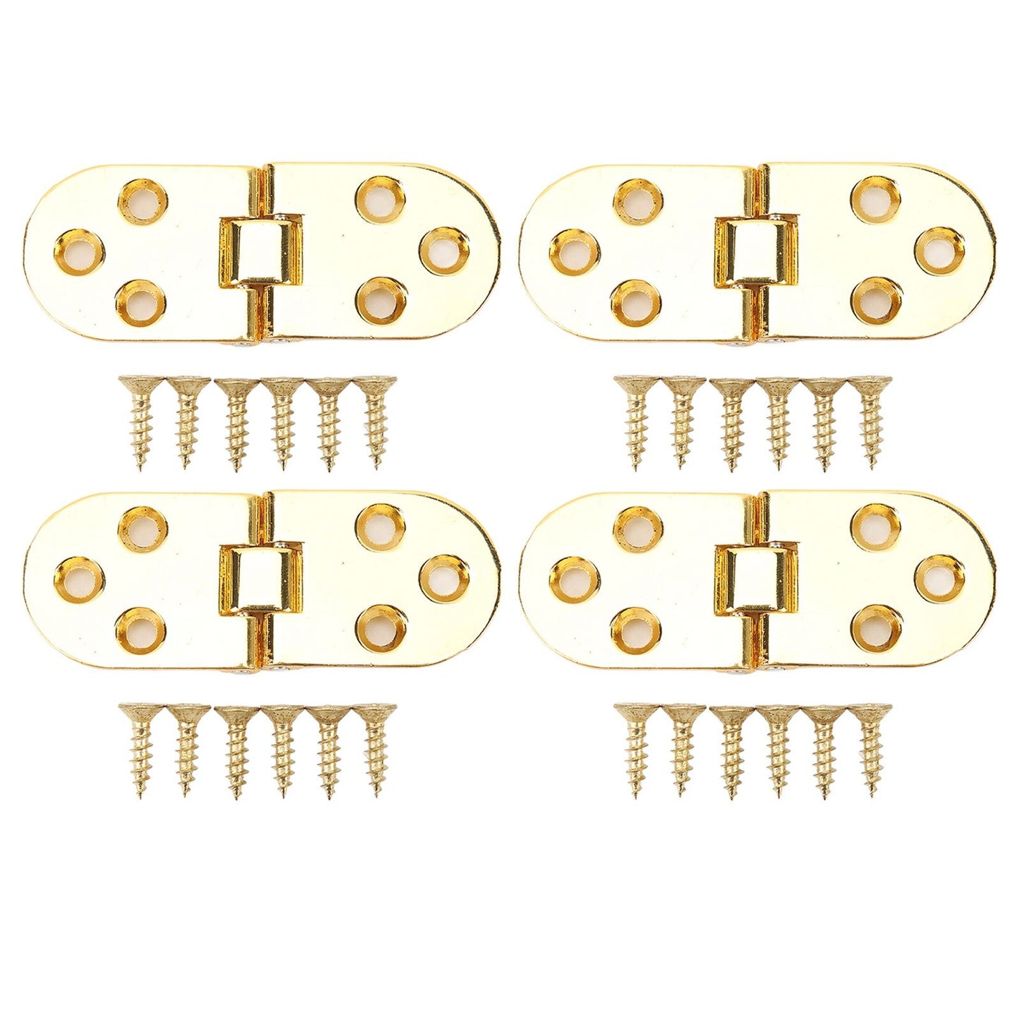 4 Sets 180 Degree Flap Hinge 0.09in Thickness Metal Folding Flip Top Hinge for Folding Table Sewing Machine Bright Gold