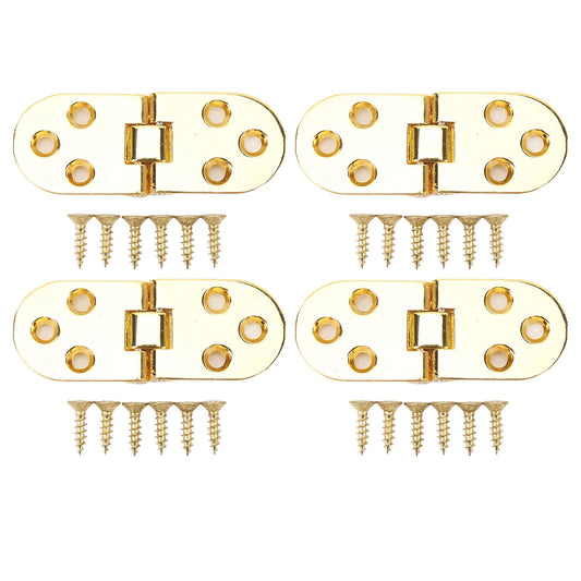 4 Sets 180 Degree Flap Hinge 0.09in Thickness Metal Folding Flip Top Hinge for Folding Table Sewing Machine Bright Gold