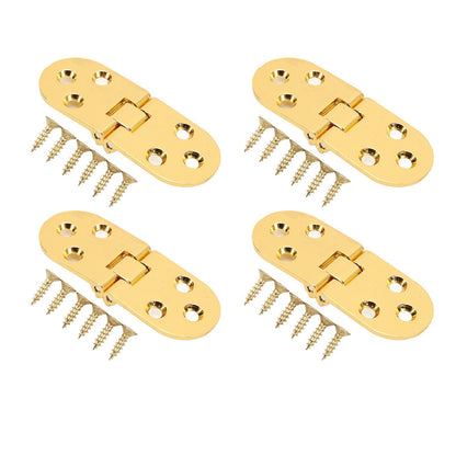 4 Sets 180 Degree Flap Hinge 0.09in Thickness Metal Folding Flip Top Hinge for Folding Table Sewing Machine Bright Gold