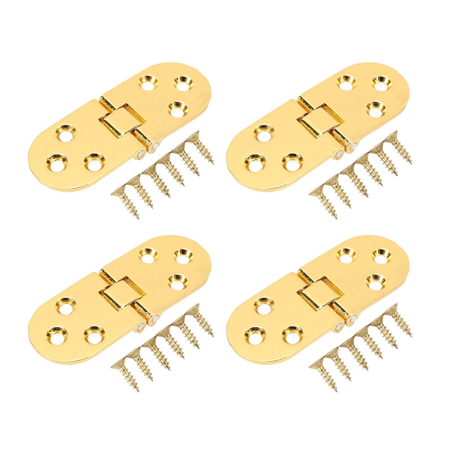 4 Sets 180 Degree Flap Hinge 0.09in Thickness Metal Folding Flip Top Hinge for Folding Table Sewing Machine Bright Gold