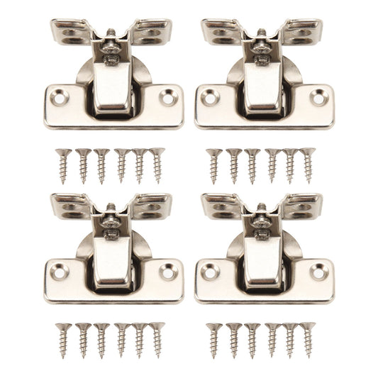 4PCS Cabinet Hinge with 4 Hole Base Cold Rolled Steel Short Arm Cupboard Hinge for Kitchen Bedroom