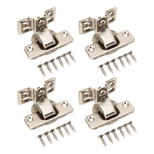 4PCS Cabinet Hinge with 4 Hole Base Cold Rolled Steel Short Arm Cupboard Hinge for Kitchen Bedroom