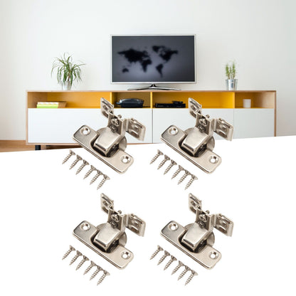 4PCS Cabinet Hinge with 4 Hole Base Cold Rolled Steel Short Arm Cupboard Hinge for Kitchen Bedroom