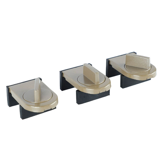 3PCS Sliding Window Locks Aluminum Alloy Safety Lock for Home Bedroom Bathroom Office Brown