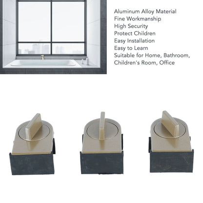 3PCS Sliding Window Locks Aluminum Alloy Safety Lock for Home Bedroom Bathroom Office Brown