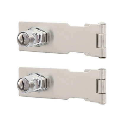 2PCS Keyed Hasp Locks 201 Stainless Steel Zinc Alloy Twist Knob Catch Latch Safety Lock for Cabinets Doors Silver